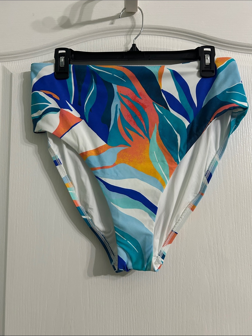 La Blanca High-Waist Tropical Print Bikini Bottom - Blue, Teal & Orange